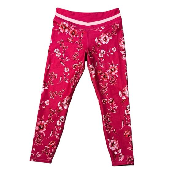 Johnny Was Active NWOT Misty Fall Bee floral Hot Pink Leggings Size XL - Picture 3 of 8